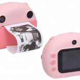 Fotocamera digitale per bambini con stampante in rosa
