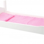 Culletta in legno per bambole con cuoricini bianchi