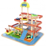 Parcheggio in legno con garage per bambini