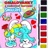 Album da colorare dei Puffi con acquerelli e pennello, rilegatura a spirale 21 × 23 cm