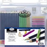 ROYAL & LANGNICKEL set da disegno in box di plastica, 35 pezzi