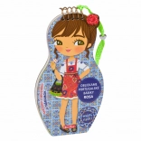 Album da colorare Vestiamo le bambole portoghesi ROSA con adesivi e braccialetto portafortuna