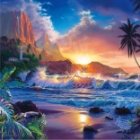 Dipinto di diamante Tramonto sull'isola 30x40 cm