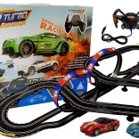 Pista da corsa 1:43 con 2 macchinine Top Turbo con luci, lunghezza 7,6 m