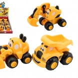 camioncino da costruzione in plastica per i più piccoli 9 cm, 3 tipi, ruote libere, 12 pz in scatola