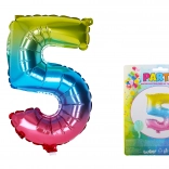 Palloncino Gonfiabile a Forma di Numero 5 Arcobaleno