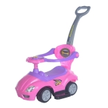 Passeggino senza pedali per bambini con asta di guida 3in1 BABY MIX Mega Car rosa