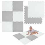 Tappetino in schiuma HUMBI 180 × 120 cm – grande puzzle impermeabile, 6 pezzi, bianco/grigio