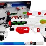 Arma laser cosmica con maschera luminosa e spada