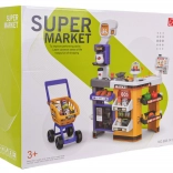 mega supermercato con carrello e accessori per bambini