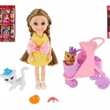 Bambola con animaletto e accessori, 14 cm