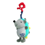 Riccio di peluche con suono e clip BABY MIX, blu‑grigio