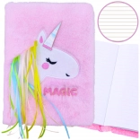 Quaderno peluche A5 con unicorno e copertina morbida e pelosa, righe