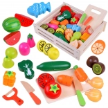 Set di frutta e verdura in legno da tagliare per bambini