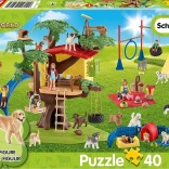 Puzzle SCHMIDT SCHLEICH cagnolini felici, 40 pezzi + figurina