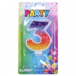 Candeline da festa Stelle a forma di numero 3