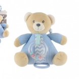 Orsetto di peluche con carillon a carica e sonaglino, azzurro 18 × 18 cm