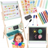 Lavagna didattica in legno per bambini LULILO Kredo 3in1 bifacciale con magneti, carta e cestini