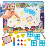 Aqua Magic tappetino da disegno ad acqua XXL con set di timbri e stencil 100 × 80 cm