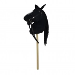 Cavallo di peluche su bastone con suoni, 70 cm, nero