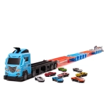 Camion bisarca con carro attrezzi e pista da corsa doppia 210 cm, set 8 pz