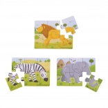 Puzzle in legno 3 in 1 Safari animali BIGJIGS TOYS