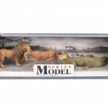 Set di figurine mondo degli animali – leone, leonessa e coccodrillo