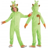 Costume per bambini POKEMON Grookey kigurumi verde con cappuccio 127–136 cm (7–8 anni)