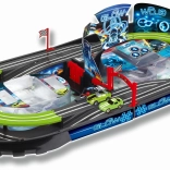 Pista automobilistica pieghevole luminosa con due auto