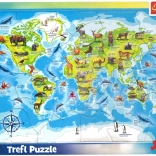 TREFL Puzzle Mappa del mondo con animaletti 25 pezzi