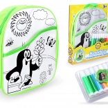 Zainetto da colorare Talpa con sfondo verde 30 cm + 8 pennarelli