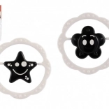 sonaglio e massaggiagengive in plastica a forma di anello 12 cm, bianco e nero, da 0 mesi