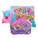 polly pocket unicorno sorpresa – set di gioco di compleanno con micro-bambole e accessori