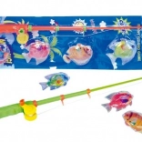Gioco di pesca magnetico con pesciolini di plastica e canna