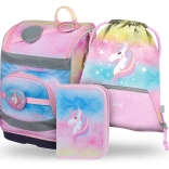 Set 3 BAAGL Zippy plus Rainbow Unicorn: cartella, astuccio e sacca