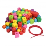 Maxiperle in legno colorato con cordino da infilare 92 pezzi
