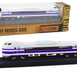 Modello di treno da collezione in metallo 1:48 bianco‑viola