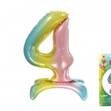Palloncino numero 4 arcobaleno 80 cm