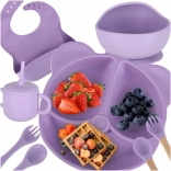 set pasto in silicone per bambini, 8 pezzi, viola