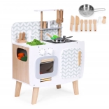 Cucina giocattolo in legno retrò con forno, fuochi e lavello ECOTOYS