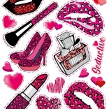 Grande foglio di trasferibili per bambini di colore rosa