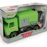 Camion della spazzatura verde WADER Middle Truck, 42 cm, in scatola