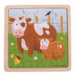 Bigjigs Toys puzzle in legno mucca con vitellino – 16 pezzi