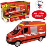 Furgone dei pompieri a retrocarica con suoni e luci