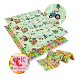 Tappetino in schiuma pieghevole bifacciale HUMBI 180 × 200 cm – alfabeto tedesco e campagna