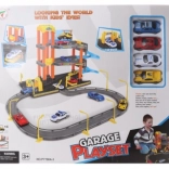 Garage in plastica a due piani con macchinine