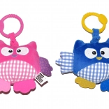 Gufo di peluche vibrante da appendere sopra il lettino, sonaglino 21 cm