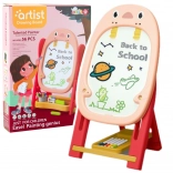 Lavagna magnetica a doppia faccia con giochi per bambini rosa