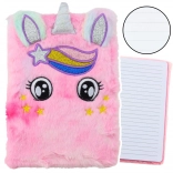 Quaderno di peluche Unicorno rosa arcobaleno