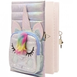 diario unicorno con taschina bianco, lucchetto e chiavetta, A5